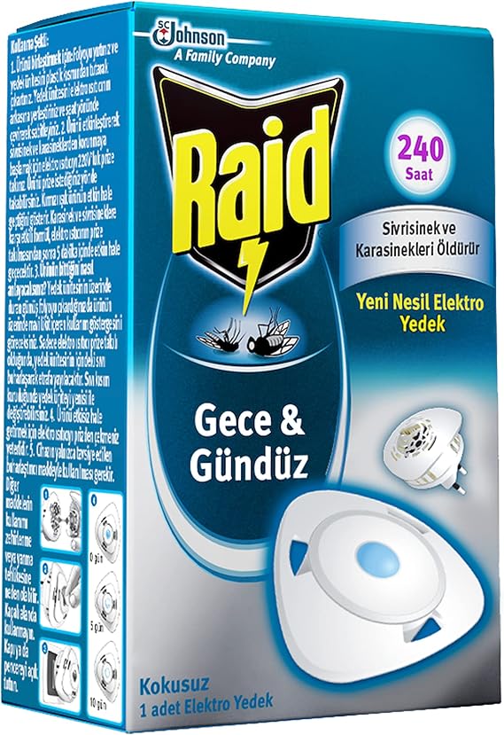 Raid Effective Electro Replacement for Mosquitoes and Houseflies at Night & Day 240 hours Effective 1 Piece