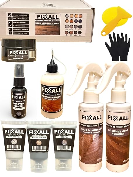Wood, Laminate & Vinyl Repair Kit – Restore Floors, Worktops & Joinery | Fix Scratches, Chips & Scuffs | Easy DIY Repair, Long-Lasting Finish (Grey, One Size)