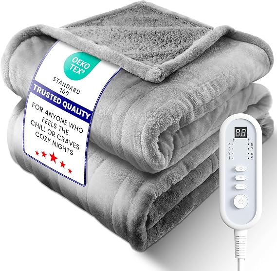 Electric Heated Blanket Full, UltraCozy Premium Flannel & Sherpa, Even Heat Distribution & Stable Temp, 110H AutoOff, 8 Temps (86125.6F), Overheat Protection, Ideal Gifts for Grandma