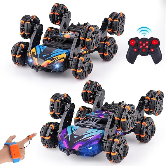 NEXBOX Cool 8 Wheels Hand Controlled rc Stunt Car Toys, Gesture Sensing Remote Control Cars for Boys Age 6 7 8-12 13 14 Year Old, Birthday Gifts Ideas Blue and Purple