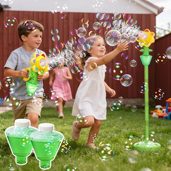 AIERSA Bubble Stand Machine, Rechargeable Sunflower Bubble Machine