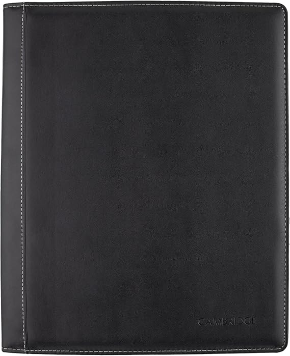 Cambridge Limited Business Notebook, 8-1/2" x 11", 50 Sheets, NoteTaker Portfolio and Refillable Notebook with 5" x 8" Notepad and Business Card Pocket, Zipper Mesh Pocket, Black (06126)
