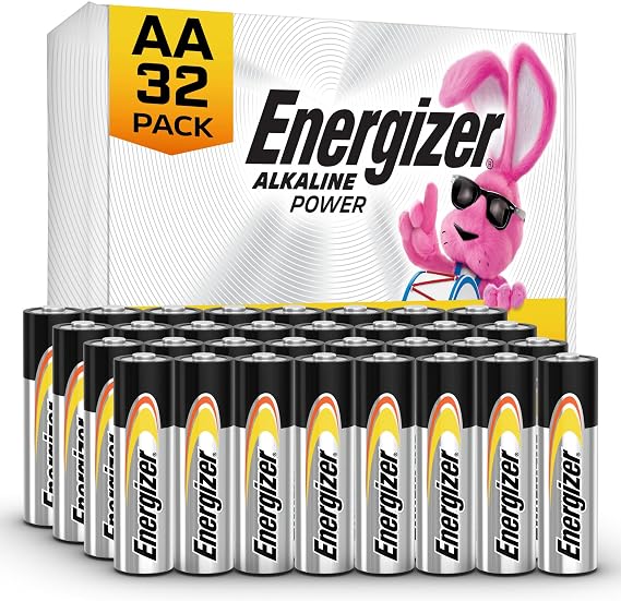 Energizer AA Batteries Alkaline Power, 32 Count Alkaline Double A Battery Pack