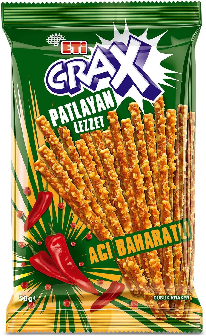 Eti Crax Exploding Flavor Bitter Spicy Stick Cracker 50g x 20 Pieces
