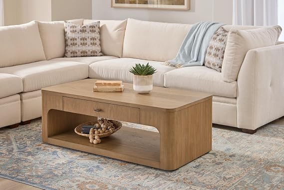 Flexsteel Normandy Transitional Rectangular Coffee Table, 52W x 26D x 18H, Brown, FSC-Certified Wood