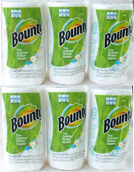 Bounty Bounty Paper Towels, 2 Ply 123 Sheets x 6 Rolls Patterned