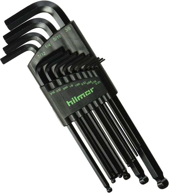 Hilmor Hex Key Ball End Set 0.05" - 3/8", Standard Sizes, Black-Oxide, HKSBE 1839049
