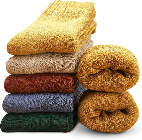 VoJoPi Winter Thermal Socks for Women - 5 Pairs Thick Warm Ladies Cozy Wool Crew Boot Socks, US 5-10