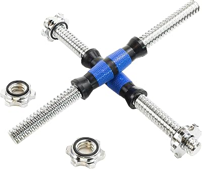 Threaded Dumbbell Blue Durable Rubber HandlesAdjustable Dumbbell Bar Handles 323540cm12.614.215.7Inch - Fit 1 inch Standard Weight Plate Weightlifting Accessories - Sold in Pair