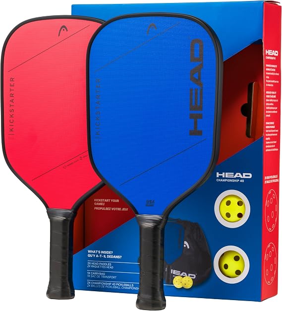 HEAD Kickstarter Pickleball Starter Set | 2 Kickstarter Plus Paddles, 2 Outdoor Pickleballs, Carry Bag