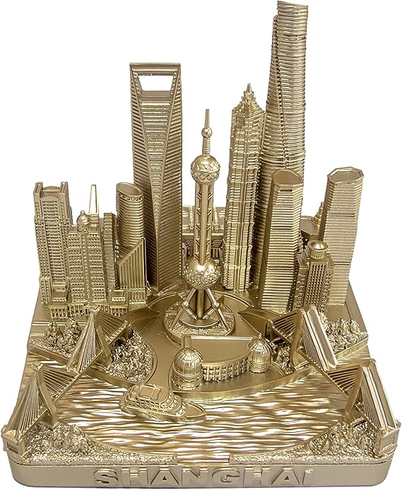 Shanghai China City Skyline Landmark 3D Model Rose Gold 4 1/2 inches