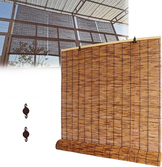 Bamboo Window Blinds Roll Up Shades 28" 32" 36" 40" 48" 60" 68" 72" 76" 78" Width, Light Filtering Roller Shades for Indoor Outdoor Patio Porch, Brown Cordless Matchstick Blinds Woven Shades ( Size :