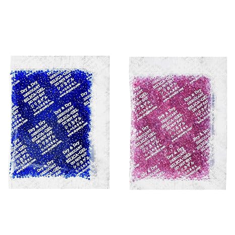 Dry & Dry 20 Gram [50 Packets] Blue Indicating(Blue to Pink) Silica Gel Packets Desiccant Silica Gel Packets - Rechargeable Silica Packets, Silica Gel, Silica Gel Packs