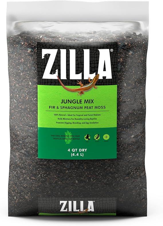 Zilla Reptile Terrarium Substrate Jungle Mix, Reptile Soil, 4 Quart