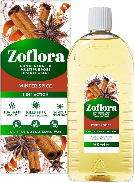 Zoflora Concentrated Disinfectant Liquid, Winter Spice Scent, 500ml