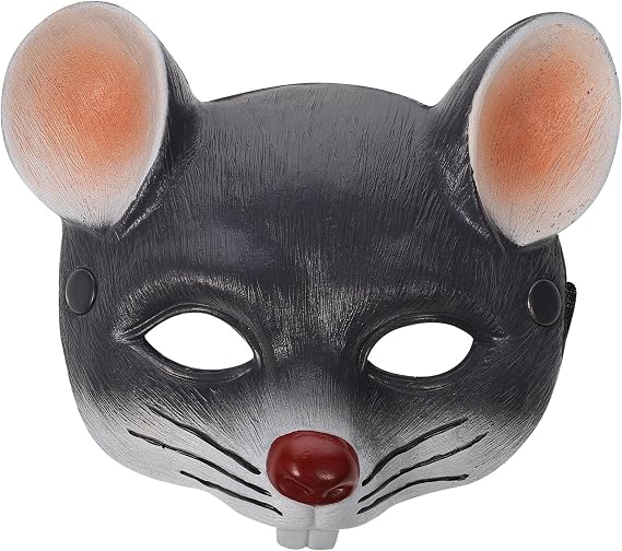 FRCOLOR 2pcs Mouse Mask Animal Half Face Light Grey Pu Foam Mask for Halloween Masquerade Japanese Style Christmas Cosplay