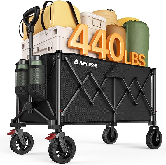 200L Wagons Carts Foldable with Wheels and Brakes for Camping Grocery