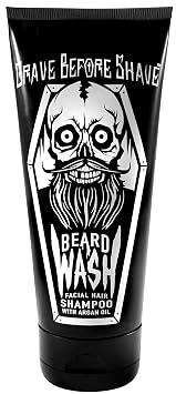 Grave Before Shave Beard Wash Shampoo 6oz. Tube for Men with Argan Oil, Classic Barber Shop Scent