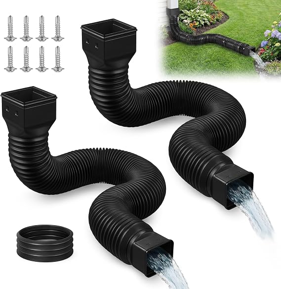 Rain Gutter Downspout Extensions - 2pack Flexible Extender
