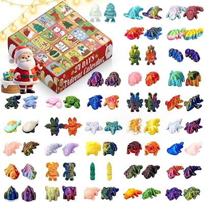 24PCS Mini 3D Printed Animals Mystery Pack, Easter Basket and Egg Stuffers,Cute Articulated Flexible Fidget Toys Gifts for Kids Christmas Birthday