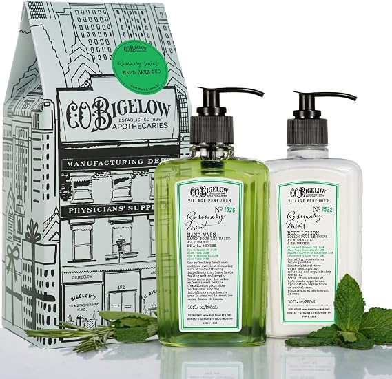 C.O. Bigelow Apothecary Duo ハンドケアギフトセット - ローズマリーミント | ローズマリーミントハンドウォッシュ&ボディローション - ギフト対応 - 保湿 毎日のハンドケア - 2個セット