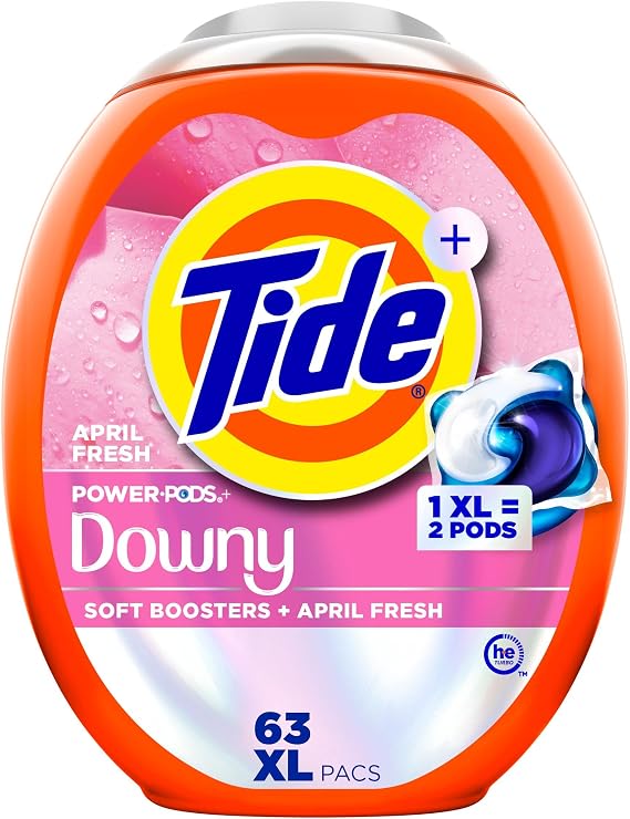 Tide Power PODs + Downy Laundry Detergent Pods, 63 Count, Soft Boosters + April Fresh