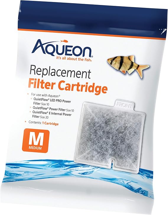 Aqueon Replacement Filter Cartridges, Aquarium Filter Media - 1 Pack | Fish tank filter cartridge with activated carbon, dual-sided dense-floss, front tab installation