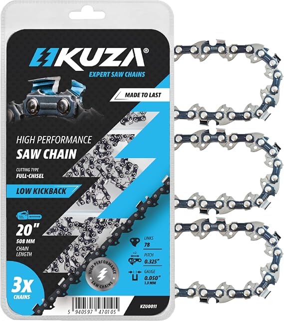 20 Inch Chainsaw Chain 0.325" Pitch, 050" Gauge, 78 Drive Links, German Steel, fits Echo CS-490/440, Craftsman S205/CMXGSAMY462S, PP4620AVX, Milwaukee M18 FUEL - 20BPX78CQ, Remington, Ryobi and More