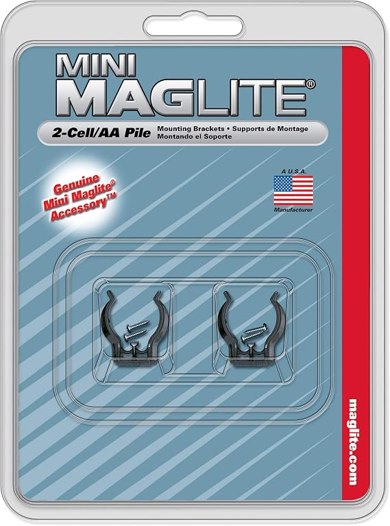 Maglite Black Mounting Brackets for AA Mini, 2 pk