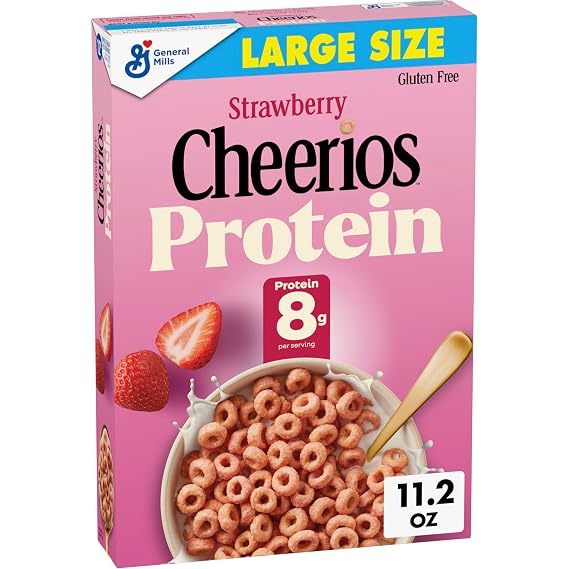 Cheerios Protein Cereal, Strawberry, 8g Protein, Large Size, 11.2 oz