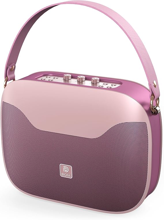 DOSS SoundBox H100 Handbag-Styled Bluetooth Speaker with Rose Gold & Copper Pink Panel, 50W Immersive Sound, 24H Playtime Physical Bass/Treble Knobs, Stereo Pairing, Portable Handle for Home,Travel