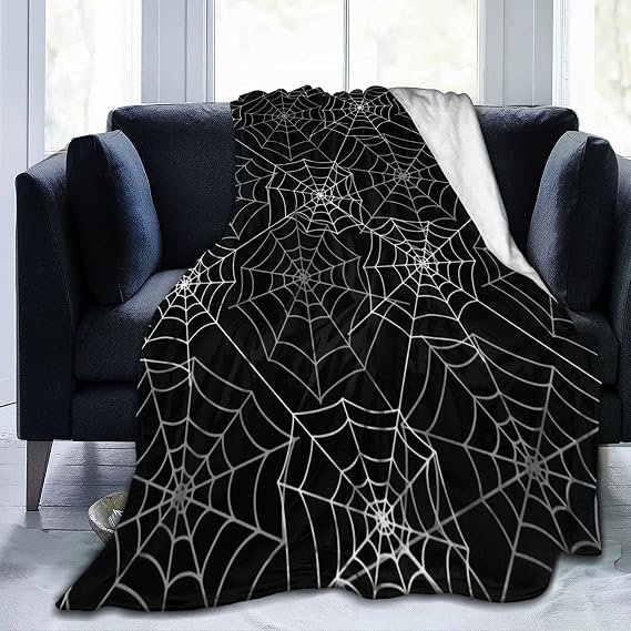 Annalice Spider Cobweb Spiderweb Halloween Goth Pattern Flannel Fleece Blanket Ultra-Soft Fluffy Warm Throw Blanket for Couch Bed All Seasons Suitable for Women, Men 50*40inch