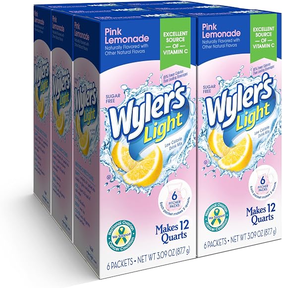 Wyler's Light Pitcher Packs Water Drink Mix, Pink Lemonade, 36 Packets