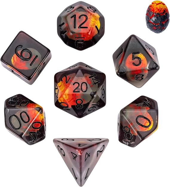 Cusdie 7-Piece Resin Dice Set with Dragon Egg Design - Perfect for Tabletop Gaming, Gifting, and Collecting