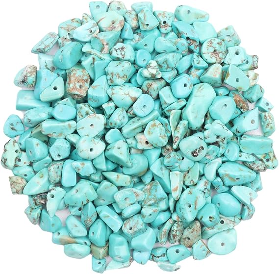 500Pcs Light Turquoise Irregular Natural Gemstone Chips Beads, 5-8mm Drilled Crystals Beads for Jewellery Making, Crystal Tumbled Chips for Bracelet Crafting