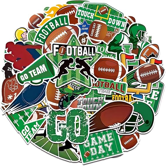 110Pcs Football Stickers, Football Sports Ball Sticker PVC for Helmet Water Bottles Car Laptop, Vinyl Waterproof Football Team Fans Decal for Football Player Sport Football Lover
