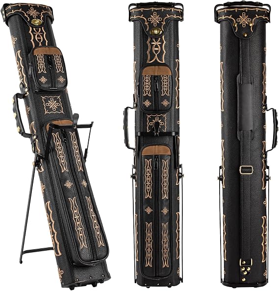 2x4 Pool Cue Case, Hard Billiard Cue Case with Stand & Accessory Storage
