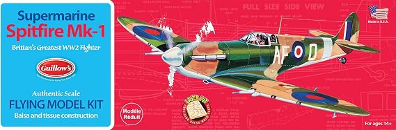 Guillow's Supermarine Spitfire Model Kit - 16 1/2 in Balsa Wood Plane