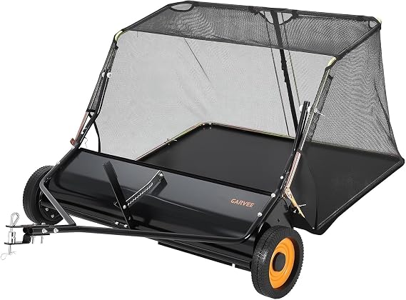 44 Inch Tow Behind Lawn Sweeper, 26 cu. ft. Large Pull Behind Grass Sweeper