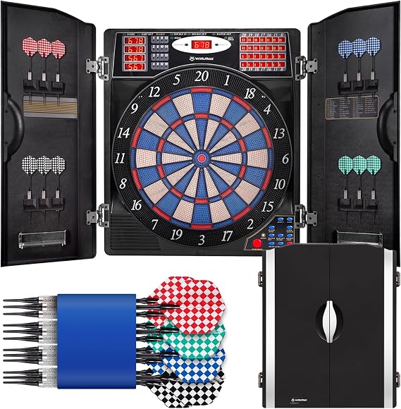 WIN.MAX Electronic Dart Board Cabinet Set for Adults, Black
