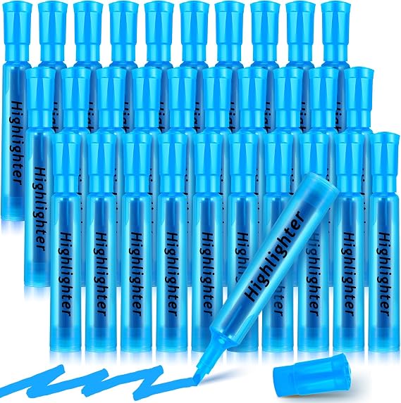 Qilery 30 Pack Tank Highlighters Bulk, Chisel Tip Markers,Blue