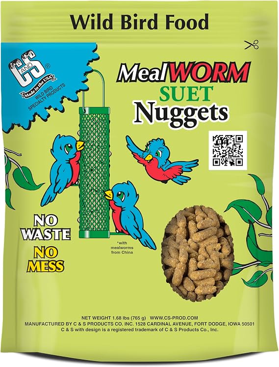 C&S Berry Flavor Suet Nuggets, Bird Suet for Woodpeckers, 27 Ounces