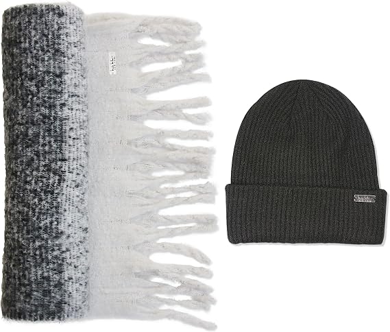 Nicole Miller Women's Winter Beanie and Hanging Scarf