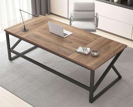 HSH 180 cm Rustic Desk Computer Desk for 2 People Home Office