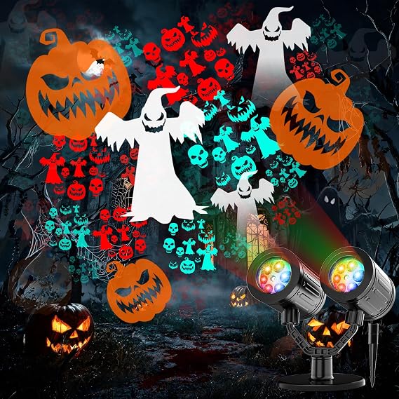 Halloween Projector Lights Outdoor Dynamic Halloween Decorations with Timer