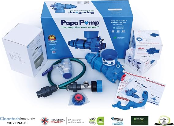 Papa Pump Kit - The pump that uses no fuel - Water Powered Pump, Off Grid Water Pump, Gravity Pump, Eco Pump | 2 inch pump including Seradisc Filters.
