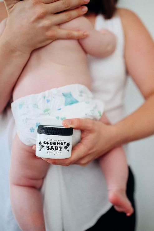 Coconut Baby Oil for Hair and Skin - All Natrual Moisturizer - Massage, Sensitive Skin, with Sunflower and Grapseed Oils