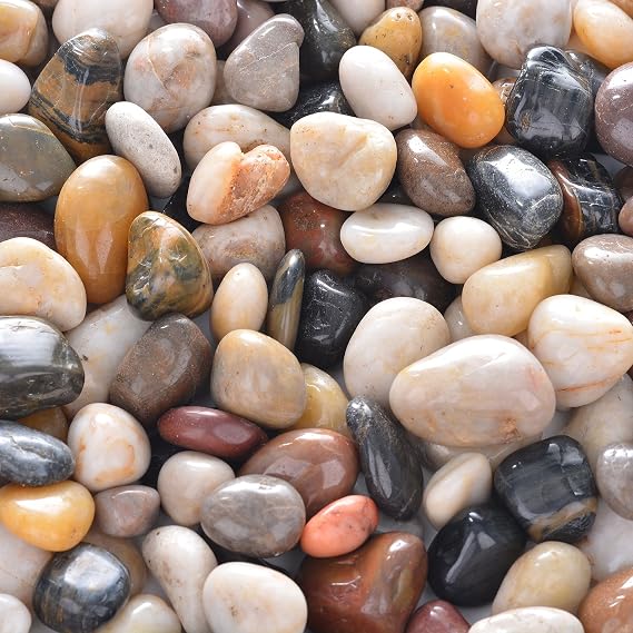 2.7lb River Rock Stones Pebbles - Natural Decorative Polished Mixed Pebbles Gravel, Small Decorative Polished Gravel for Plant Aquariums, Landscaping, Ponds, Vase Fillers.OUPENG