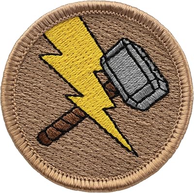 Thor Hammer Patrol Patch - 2 Diameter Round Embroidered Patch Hook-Fastener