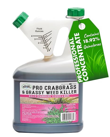 Pro Crabgrass & Grassy Weed Killer - 18.92% Quinclorac (Compare to Drive XLR8) Concentrated Professional Crabgrass Herbicide Quick Drying with Residual Control - 64 Ounces